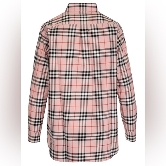 Burberry Logo Embroidered Check Shirt Pink 6 - Picture 2 of 8